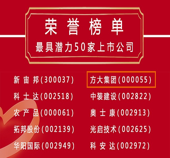 2020.08.26 方大荣获深圳最具潜力50家上市公司